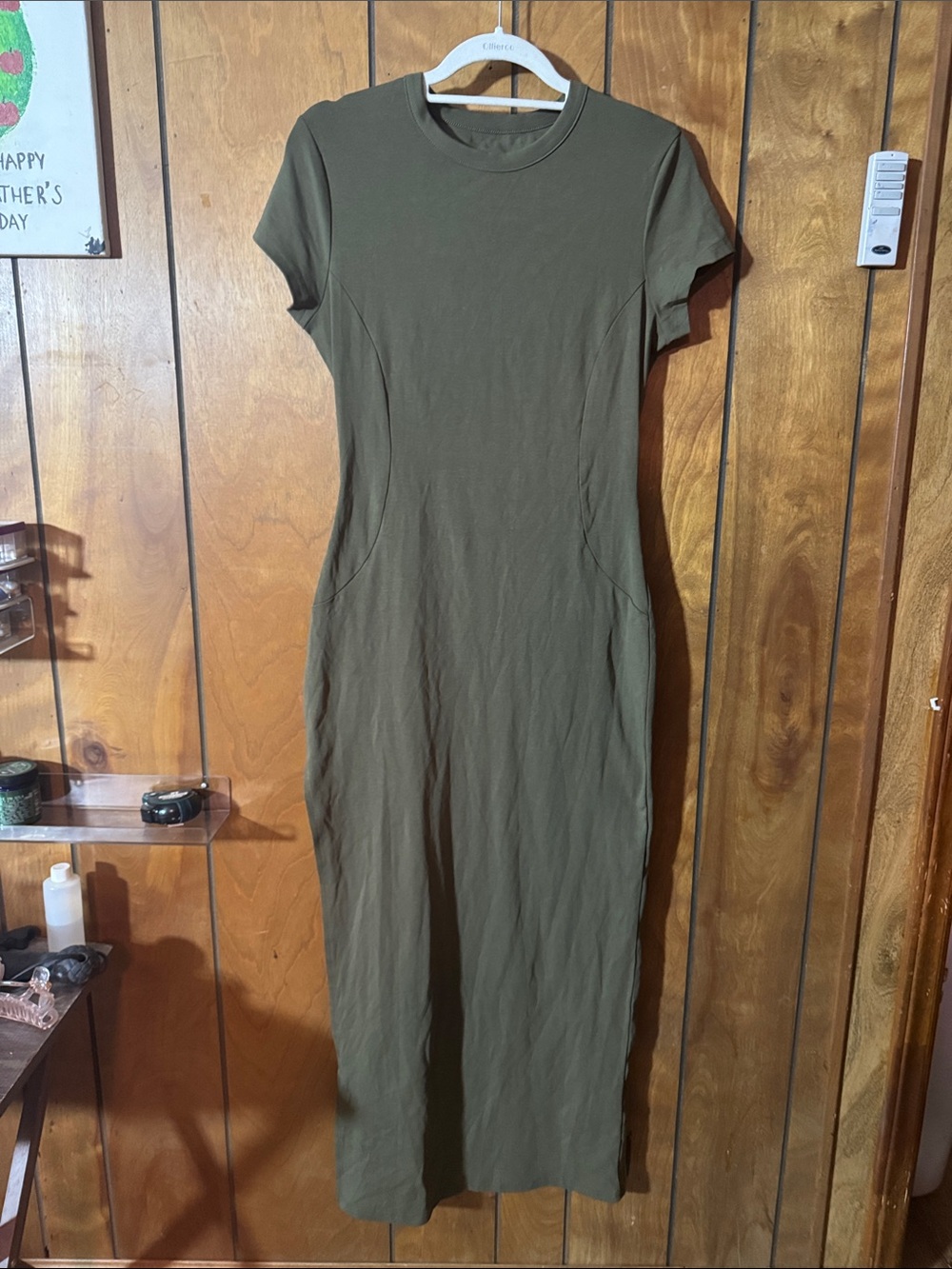 Olive Green Short Sleeve Maxi Dress - Classic Everyday Style